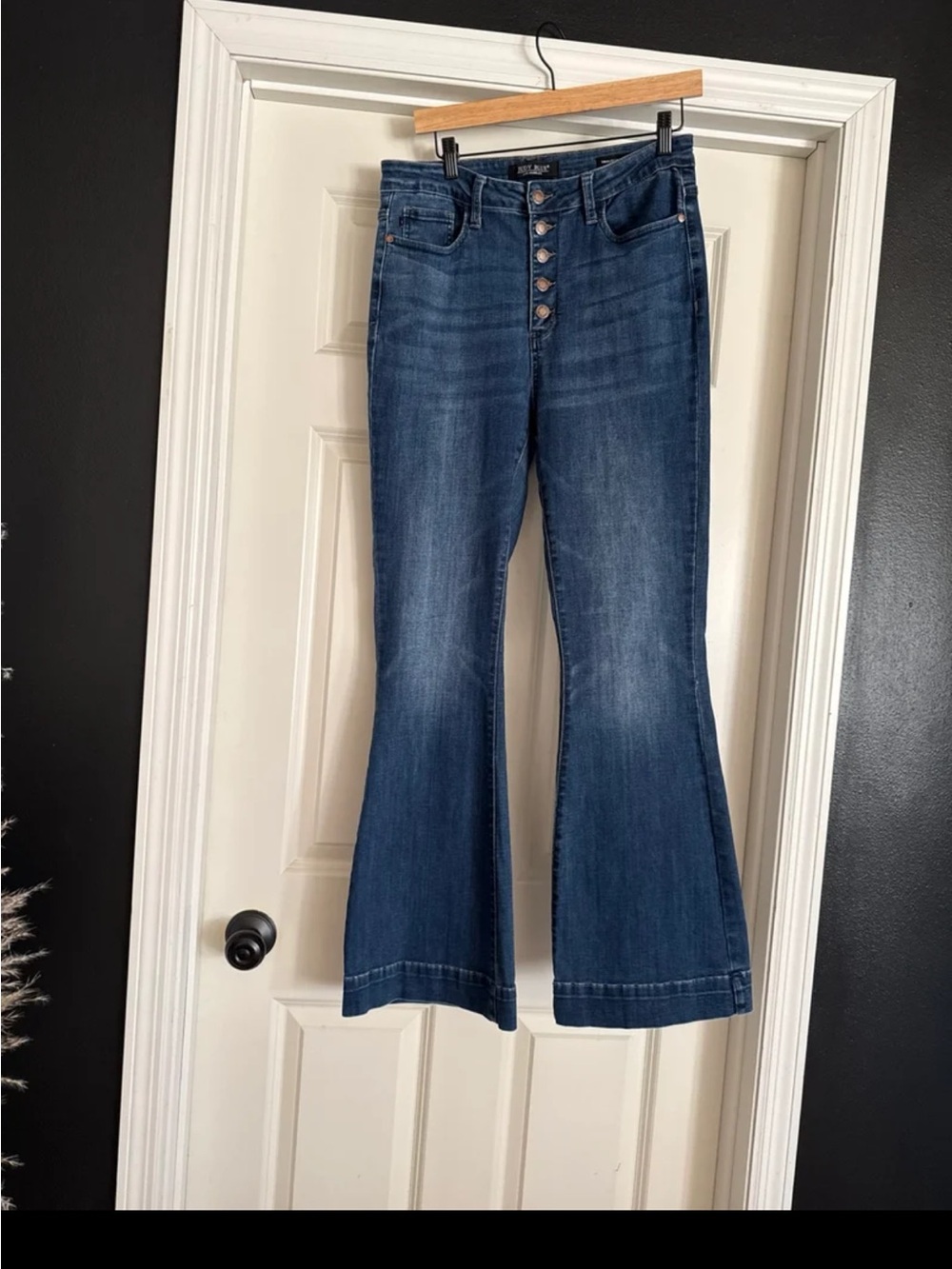 Judy Blue High-Rise 5 Button Fly Wide Leg Trouser Flare Jeans 88491 Size 11/30 - Picture 7 of 12